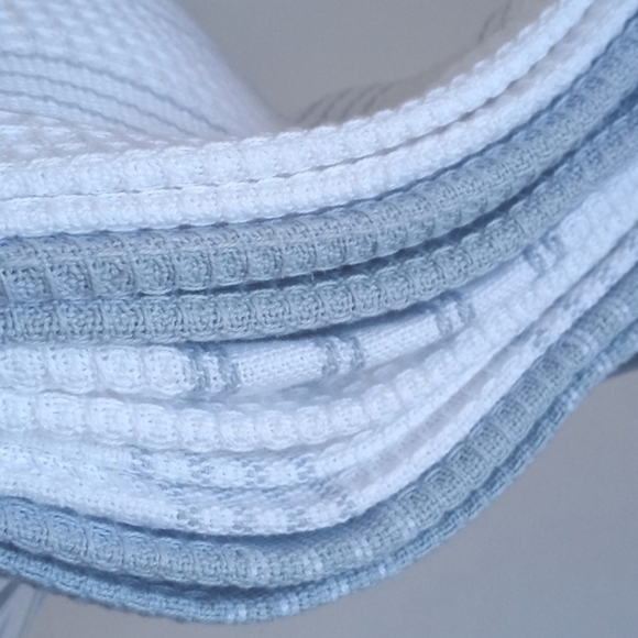 NWT White and Sea Blue Kitchen Towels 16" x 27" Set Of 5 - Picture 6 of 9